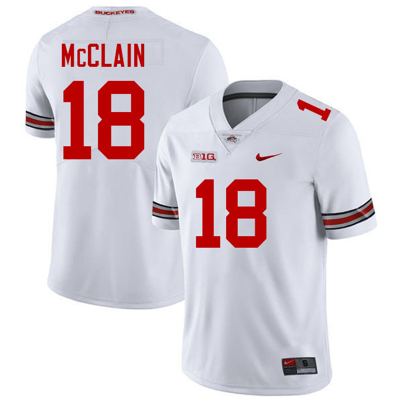 #18 Jaylen McClain Ohio State Buckeyes Jersey College Football Uniforms-White